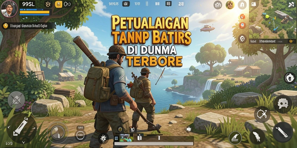 Screenshot gameplay 99SL menunjukkan petualangan menakjubkan di dunia terbuka.