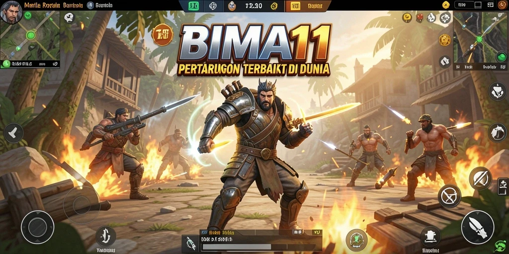Screenshot menampilkan aksi intens dalam permainan Battle Royale BIMA11.