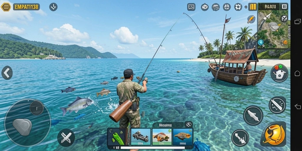 Screenshot gameplay EMPATI138 dengan aktivasi memancing yang seru.