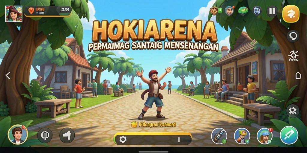Tampilan gameplay HOKIARENA yang ceria dan menghibur.