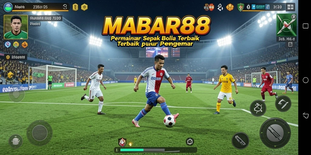 Tampilan gameplay MABAR88 yang menampilkan pertandingan sepak bola yang seru.