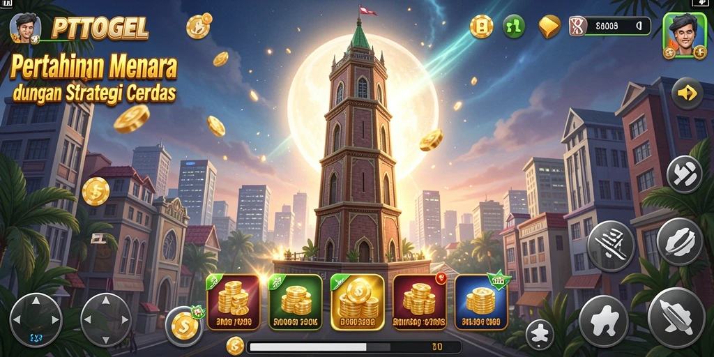 Tampilan gameplay PTTOGEL yang penuh aksi Tower Defense.