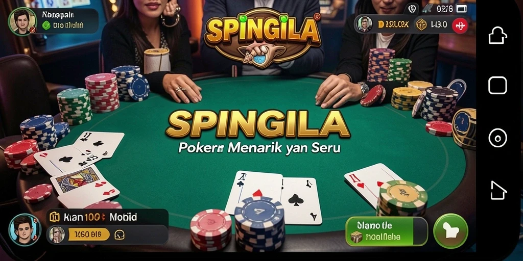 Tampilan gameplay SPINGILA yang mendebarkan dengan aksi poker yang intens.